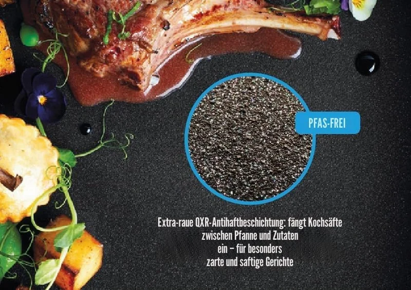 Woll Eco Logic QXR Guss-Flachpfanne - Induktiv -, Ø 24 cm, 5 cm hoch, mit abnehmbaren Stiel - Geeign