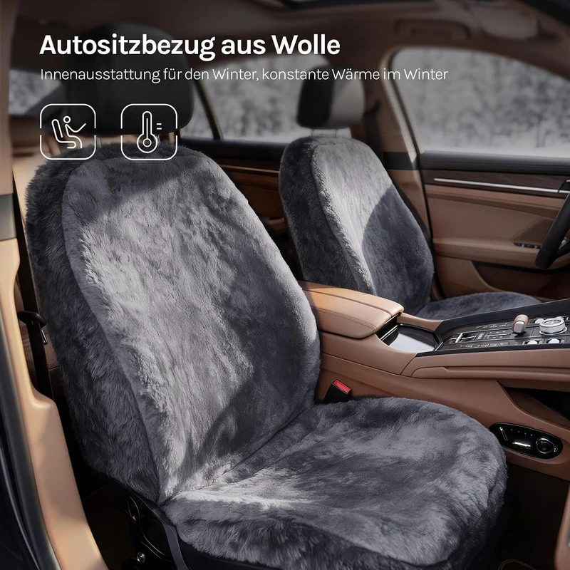 WOLTU AS7335dgr-2 Lammfellbezug Auto Sitzbezug Echtlammfell Vollbezug Vordersitzbezug universal Grös