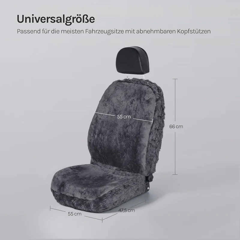 WOLTU AS7335dgr-2 Lammfellbezug Auto Sitzbezug Echtlammfell Vollbezug Vordersitzbezug universal Grös