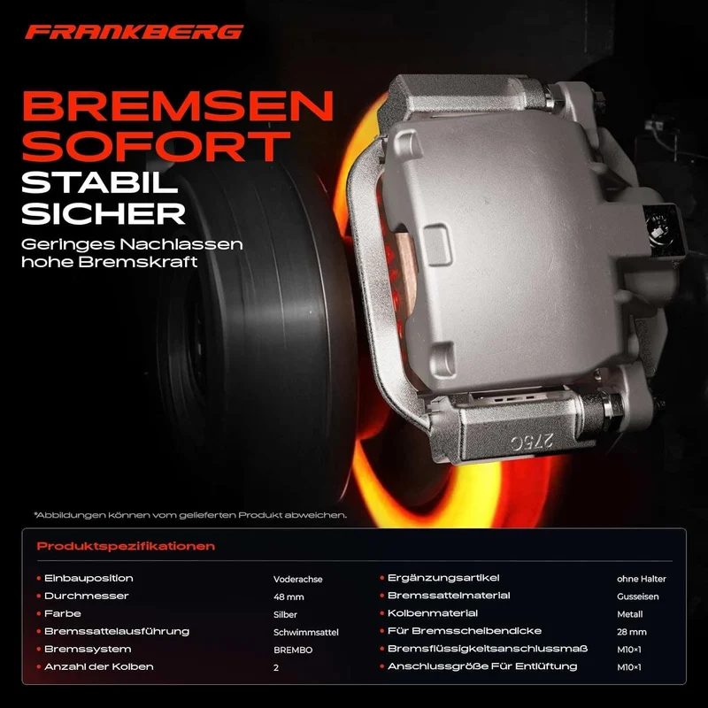 Frankberg 2x Bremssattel Bremszange Vorne Links Rechts Kompatibel mit Sprinter 3,5-T 3-T 4,6-T 906 C