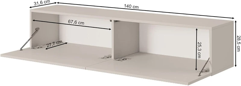 Selsey Veldio - TV Lowboard Weiss, mit gefräster Front, 175 cm breit, 140 x 31,6 x 30