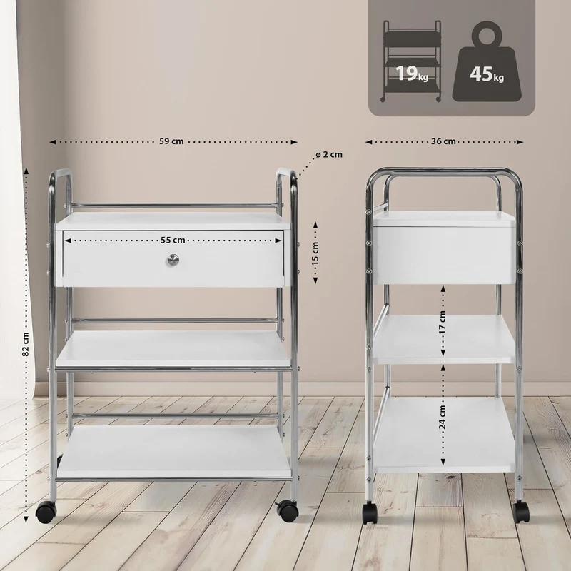 CLP Kosmetik-Gerätewagen PL912 mit Schublade I Arbeitswagen für den professionellen Einsatz I erhält