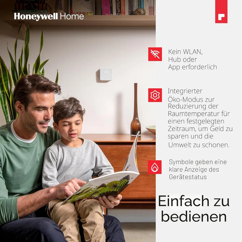 Honeywell Home DT3 Verdrahteter Raumthermostat, EIN/Aus Verkabelt | Premium Schwarz, Verkabelt | Pre