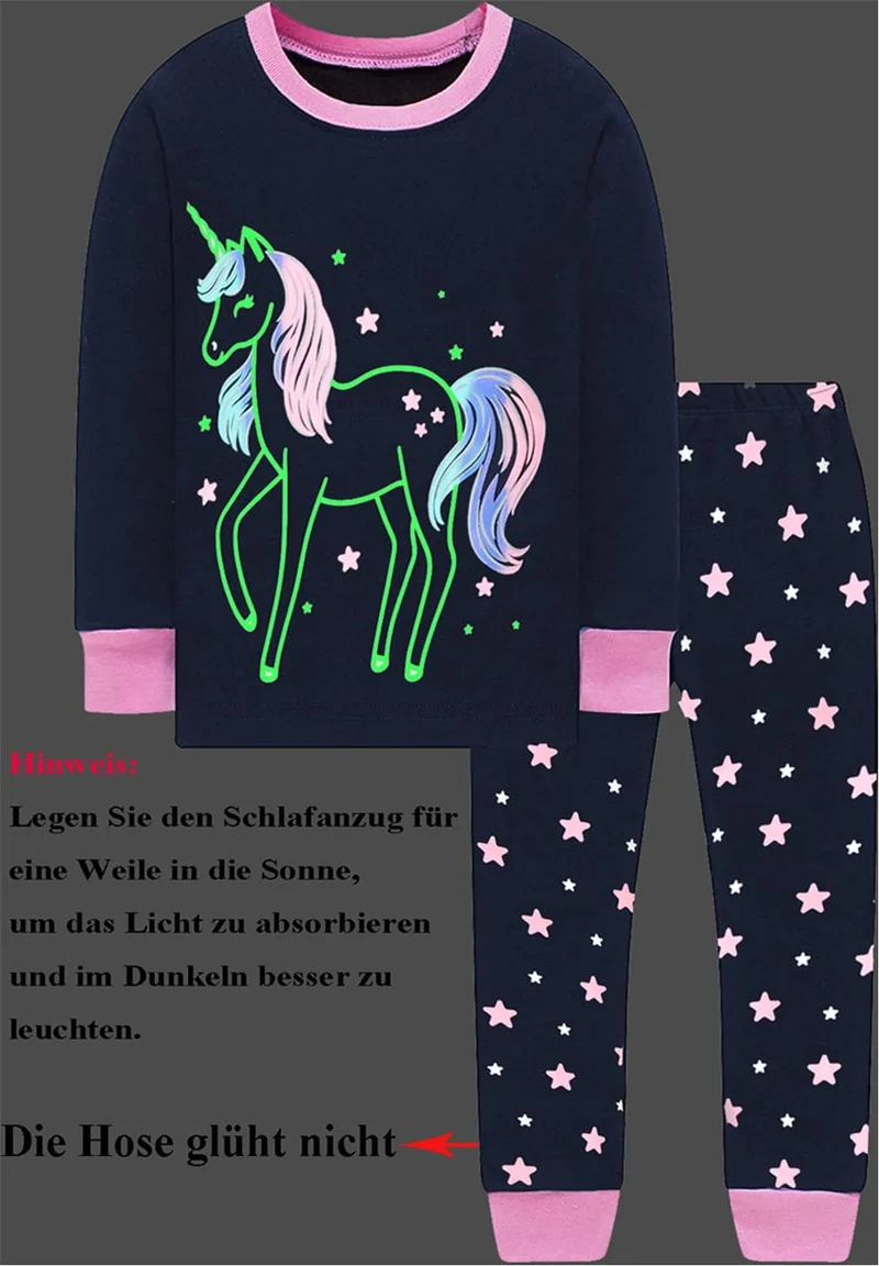 EULLA Kinder Mädchen Schlafanzüge Langarm Baumwolle Winter Pyjama Set Einhorn Prinzessin Dino Hase E