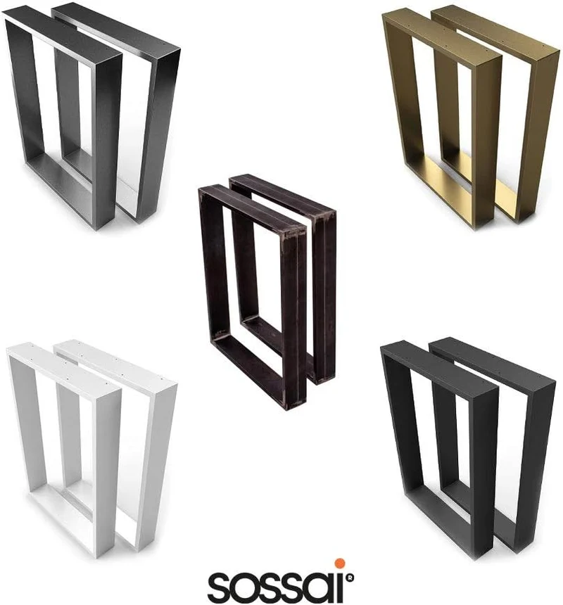 sossai® XXL Stahl Tischkufen TKK3 | Rahmenprofil: 100 mm x 20 mm | Breite 50 cm x Höhe 72 cm | Farbe