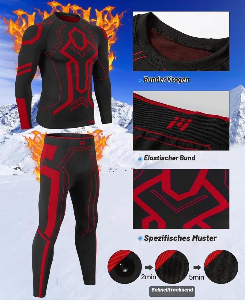 MEETWEE Thermounterwäsche Herren Atmungsaktiv Männer Thermo Funktionswäsche Winter Skiunterwäsche Un