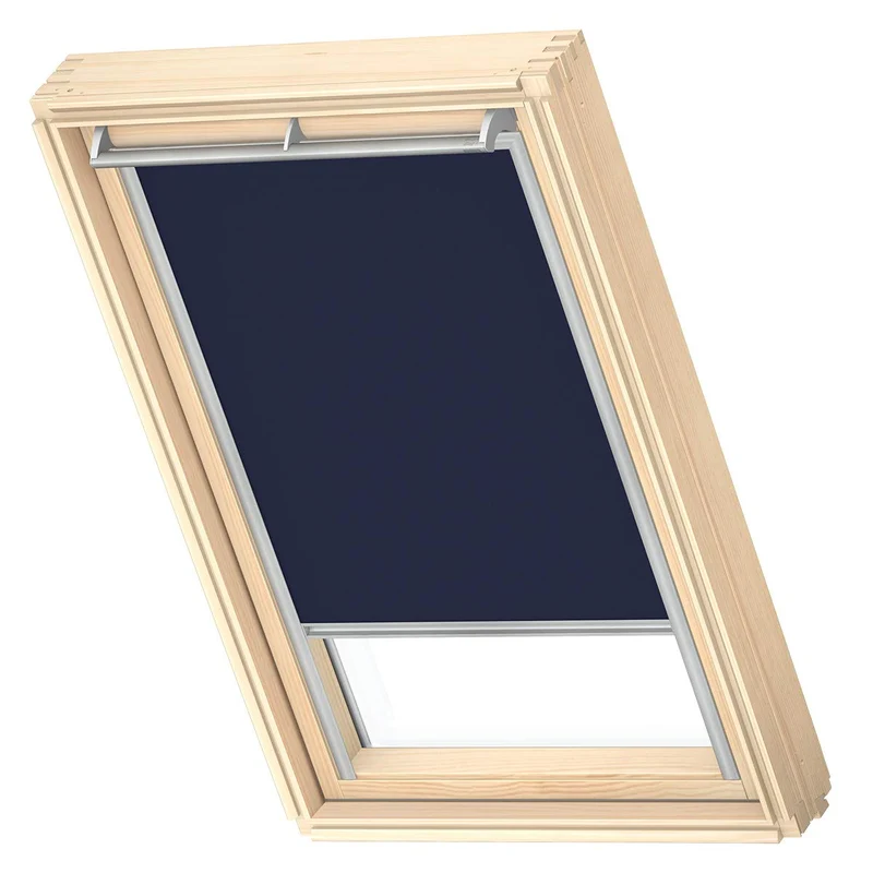 VELUX Original Dachfenster Verdunkelungsrollo für PK08, Dunkelblau, mit Grauer Führungsschiene PK08