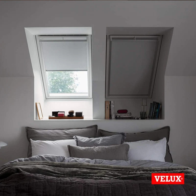 VELUX Original Dachfenster Verdunkelungsrollo für PK08, Dunkelblau, mit Grauer Führungsschiene PK08