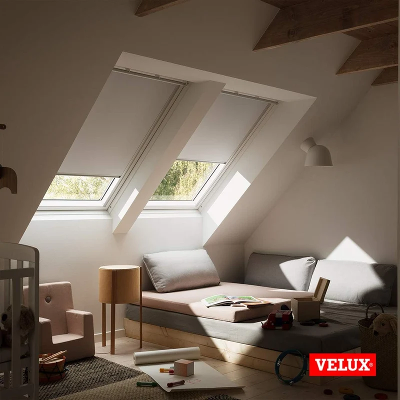 VELUX Original Dachfenster Verdunkelungsrollo für PK08, Dunkelblau, mit Grauer Führungsschiene PK08