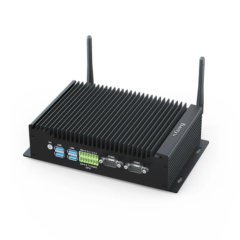 Baieyu Industrie PC Lüfterlos Windows 11 Pro, Core i3-10110U Industrie PC 8 GB DDR4 RAM 256 GB M.2 S
