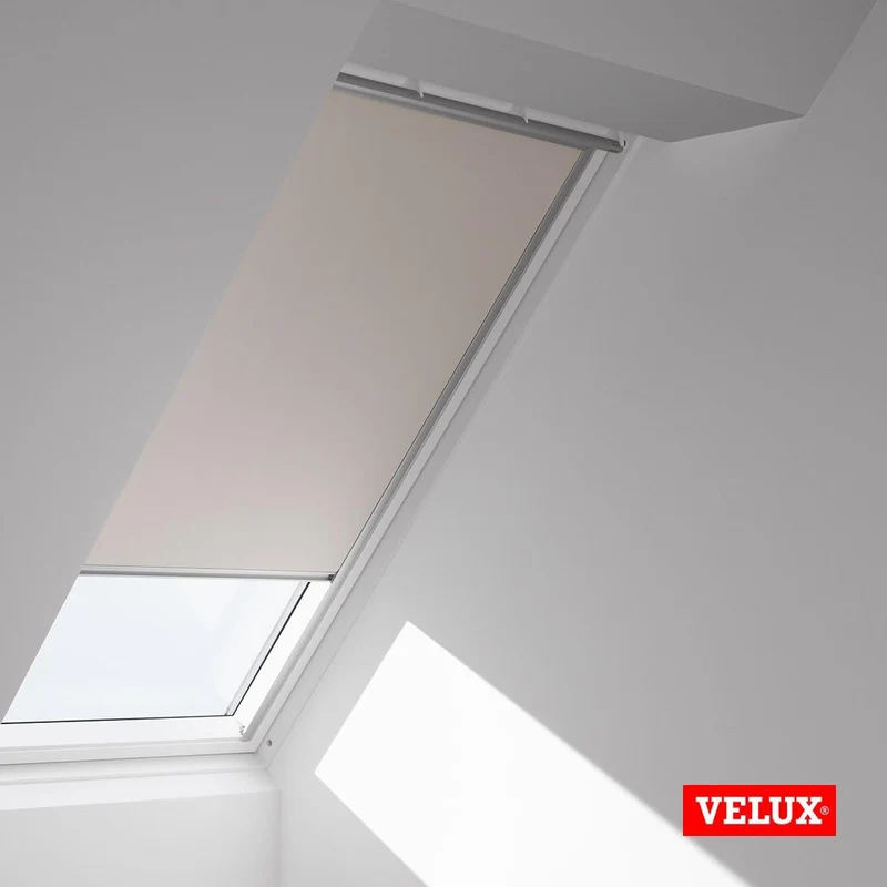 VELUX Original Verdunkelungsrollo (DKU), Silberne Seitenschienen, 334, 304, 1, Uni Hellbeige 334, 30
