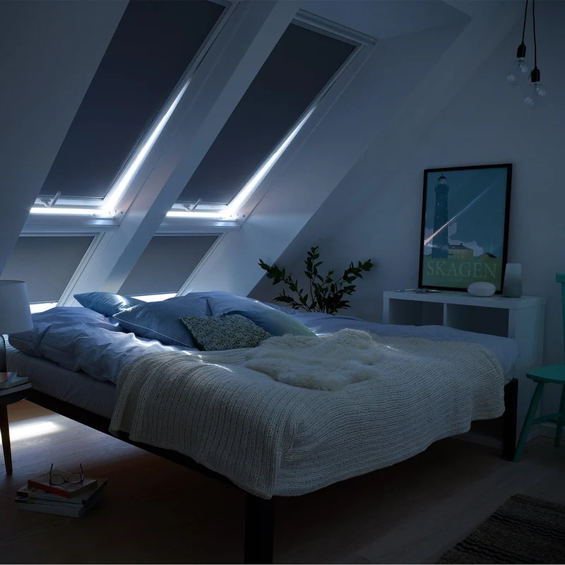 VELUX Original Verdunkelungsrollo (DKU), Silberne Seitenschienen, 334, 304, 1, Uni Hellbeige 334, 30