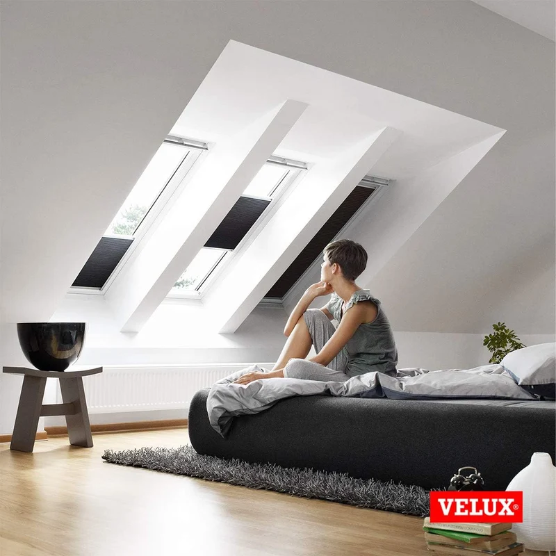 VELUX Original Wabenplissee, M08, Weiss, mit Grauer Führungsschiene M08 Weiss, M08 Weiss