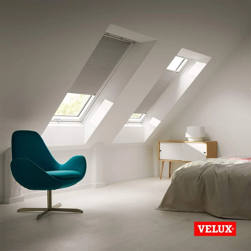 VELUX Original Wabenplissee, M08, Weiss, mit Grauer Führungsschiene M08 Weiss, M08 Weiss