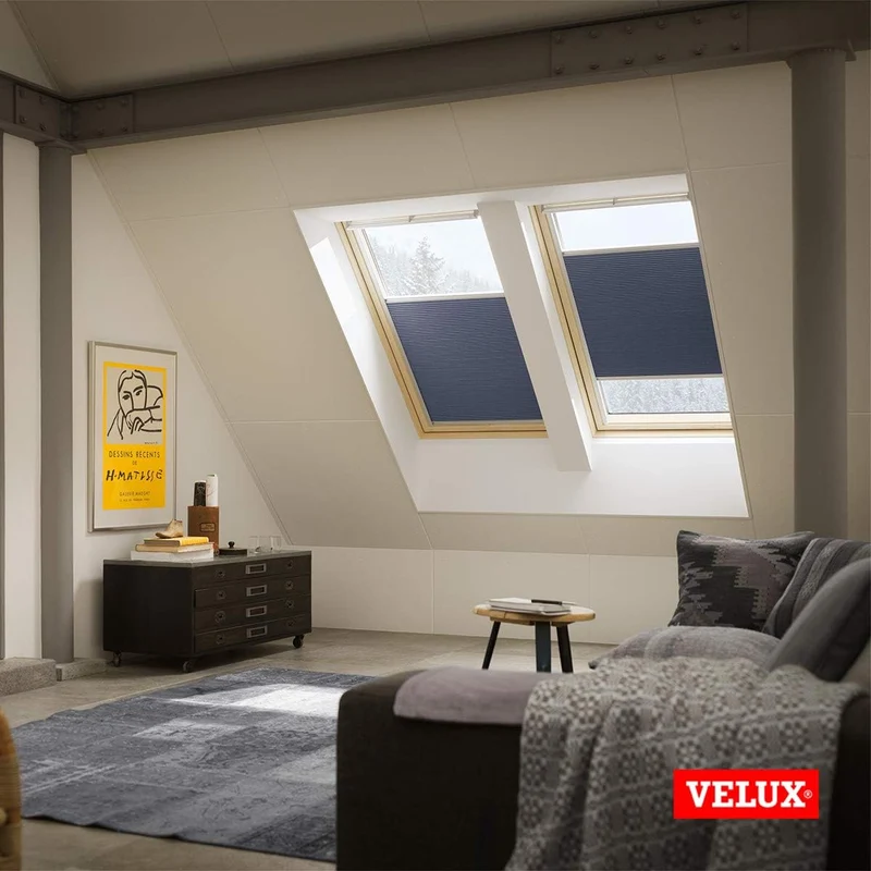 VELUX Original Wabenplissee, M08, Weiss, mit Grauer Führungsschiene M08 Weiss, M08 Weiss