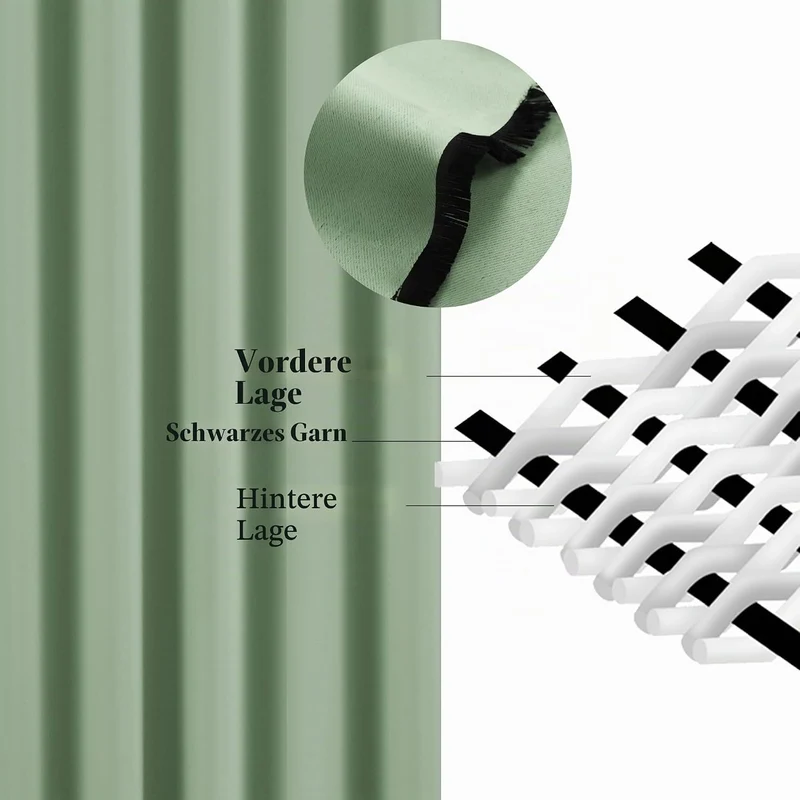 Hiasan Verdunklungsvorhänge Gardinen mit Ösen,Salbeigrün Blickdicht Vorhänge,2 Stück,117 x 137 cm (B