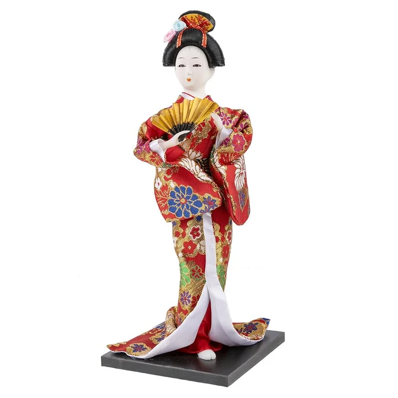 lachineuse - Japanische Puppe aus rotem Kimono - Traditionelle asiatische Puppe 31 cm - japanische D