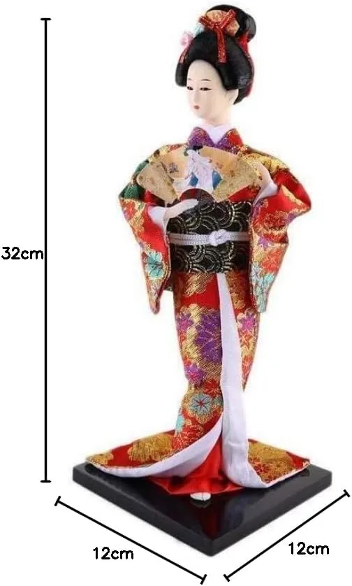 lachineuse - Japanische Puppe aus rotem Kimono - Traditionelle asiatische Puppe 31 cm - japanische D