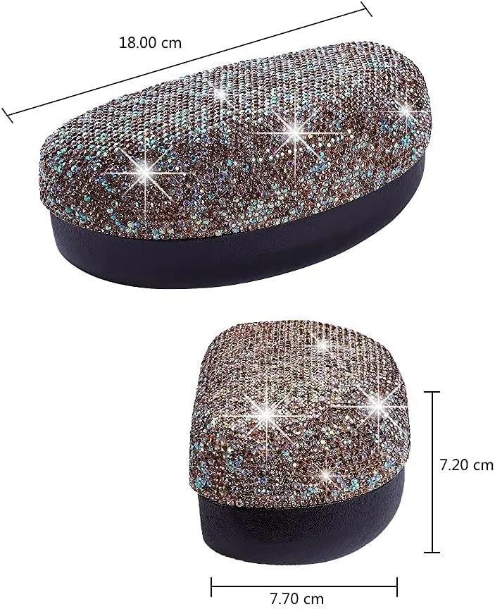 Blueshyhall Sonnenbrillen Etui Hardcase Glizter, Bling Brillenetui mit Diamant Strass, Sunglasses Ca