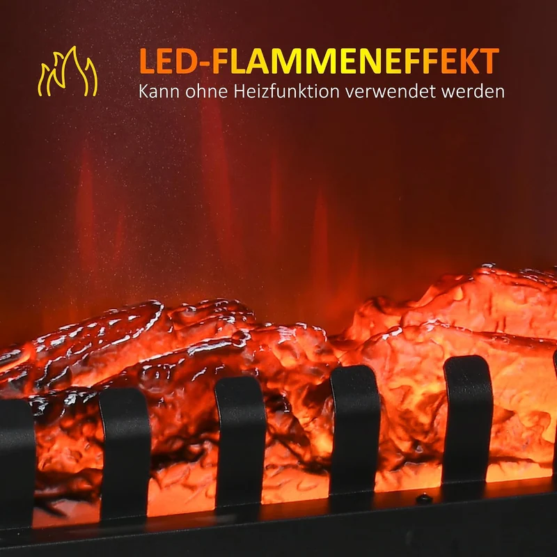 HOMCOM LED Elektrokamin 1000/2000W Standkamin mit Flammeneffekt Innenraumheizung mit Heizung Kaminof