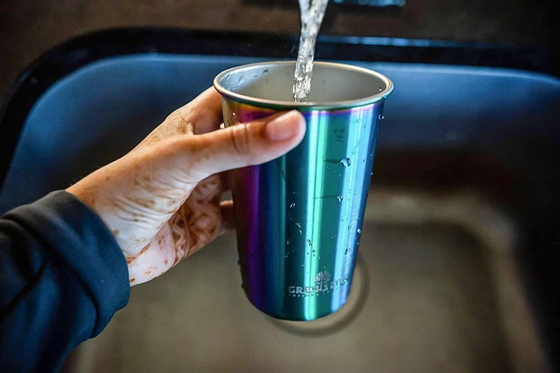 Greens Steel Edelstahlbecher - Regenbogen, 475ml I Stapelbares & wiederverwendbares Trinkset I für B