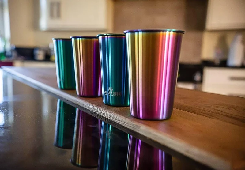 Greens Steel Edelstahlbecher - Regenbogen, 475ml I Stapelbares & wiederverwendbares Trinkset I für B