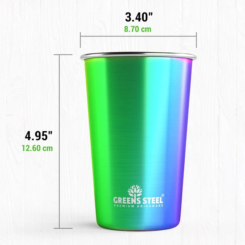 Greens Steel Edelstahlbecher - Regenbogen, 475ml I Stapelbares & wiederverwendbares Trinkset I für B