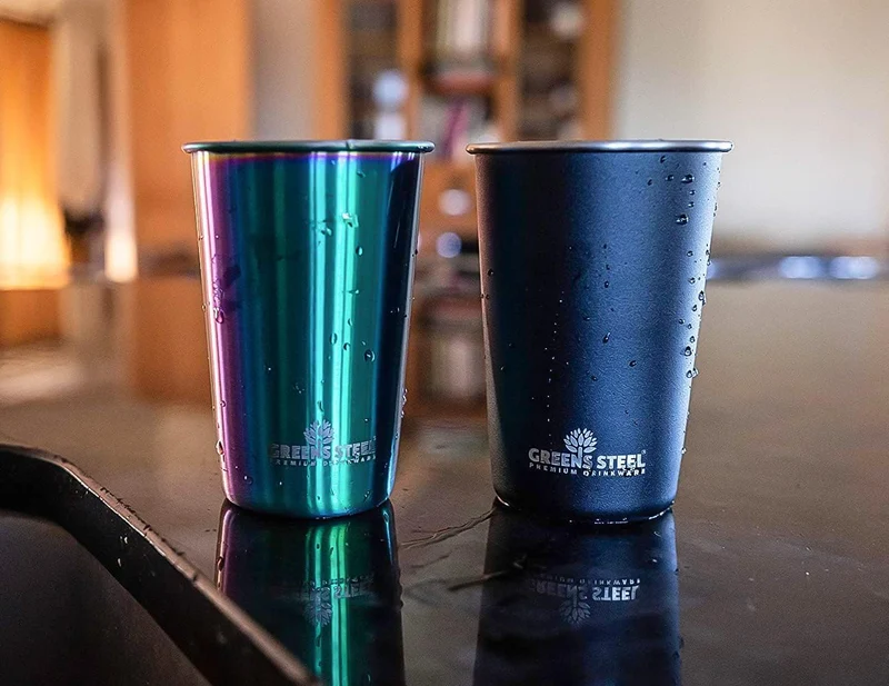 Greens Steel Edelstahlbecher - Regenbogen, 475ml I Stapelbares & wiederverwendbares Trinkset I für B