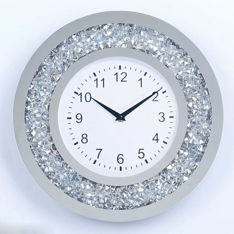 Wanduhr Wohnzimmer Dekor Crushed Diamond Spiegel Badezimmer Uhren Wand Kristall Dekorationen für Zuh
