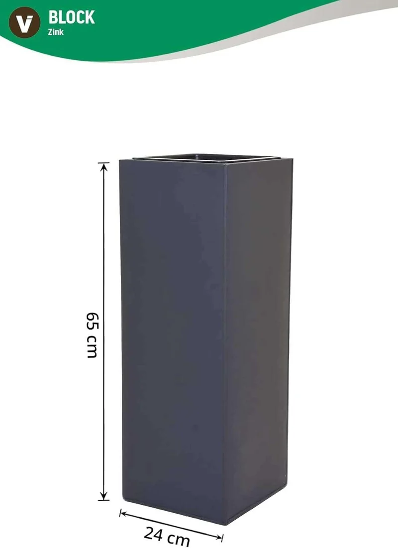 VIVANNO Pflanzkübel Blumenkübel Zink Metall Anthrazit Block 65 mit Einsatz Anthrazit 65x24x24, Anthr