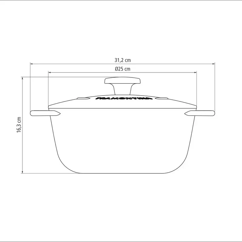 Tramontina Trento Bräter, Schmortopf aus Gusseisen, 24 cm, 4 Liter, Schwarz, 24 cm