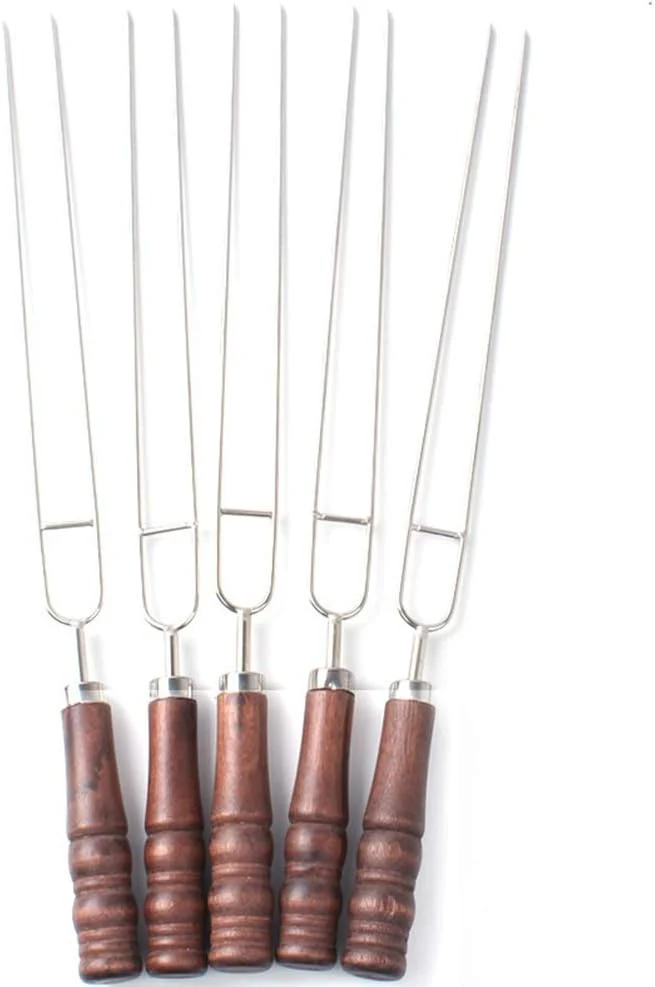 DOITOOL Grillspiesse für Gilling Edelstahl Kabob Spiesse zum Grillen 6 Stück 2 Zinken Grillspiesse B