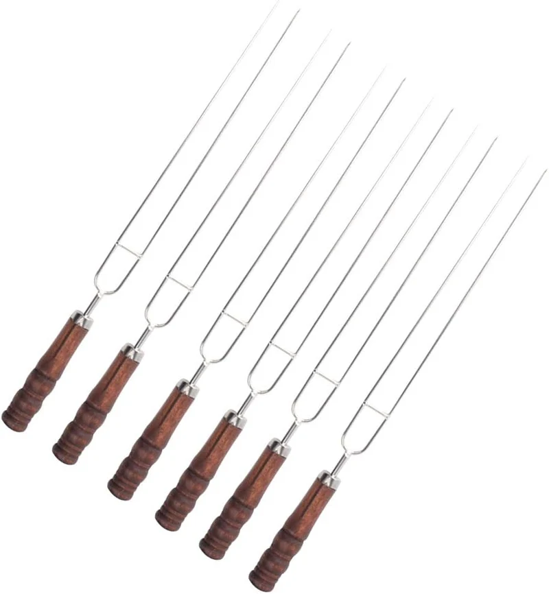 DOITOOL Grillspiesse für Gilling Edelstahl Kabob Spiesse zum Grillen 6 Stück 2 Zinken Grillspiesse B