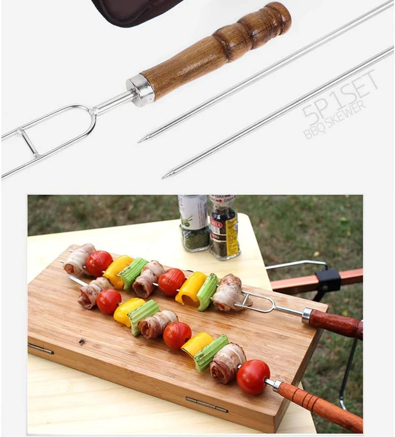 DOITOOL Grillspiesse für Gilling Edelstahl Kabob Spiesse zum Grillen 6 Stück 2 Zinken Grillspiesse B