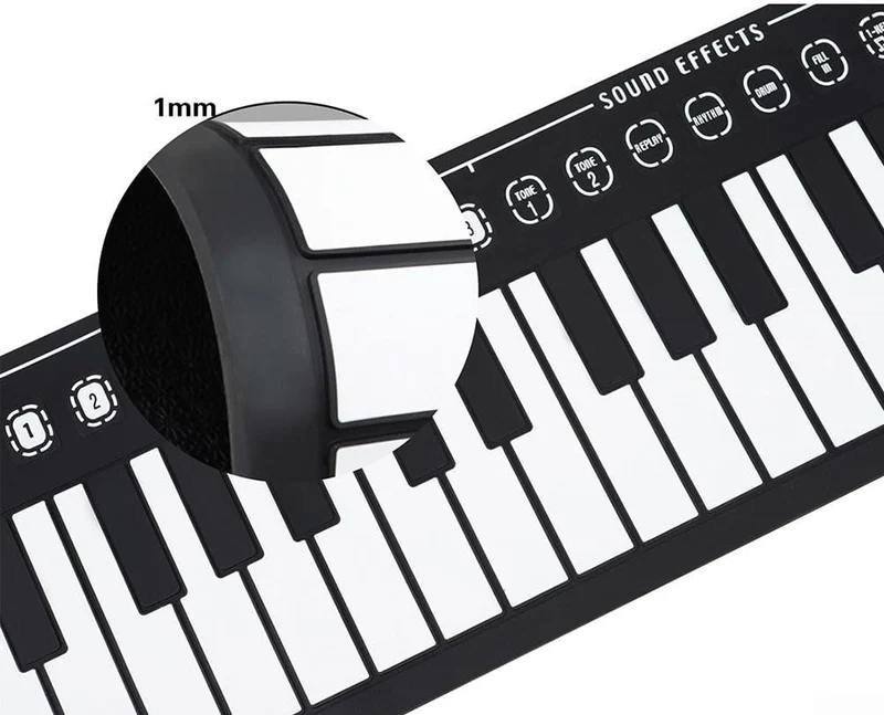 Elektronische Handtastatur, zusammenklappbar, flexibles Klavier, 49 Tasten, Rollup Piano mit USB-Lad