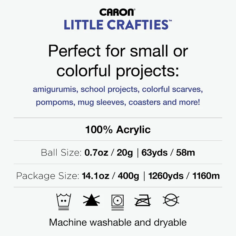 Caron® Little Crafties™ 20 verschiedene Acryl-Garnknäuel, je 63 m, für Strick- und Häkelprojekte, Mu