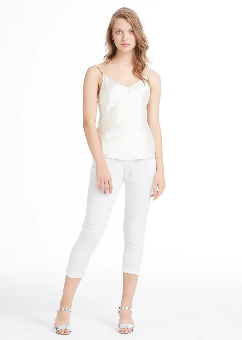 LilySilk Seide Unterhemd Top Oberteil Schlicht Trägertop Hemd Shirt Damen 19 Momme Elfenbein XL, Elf