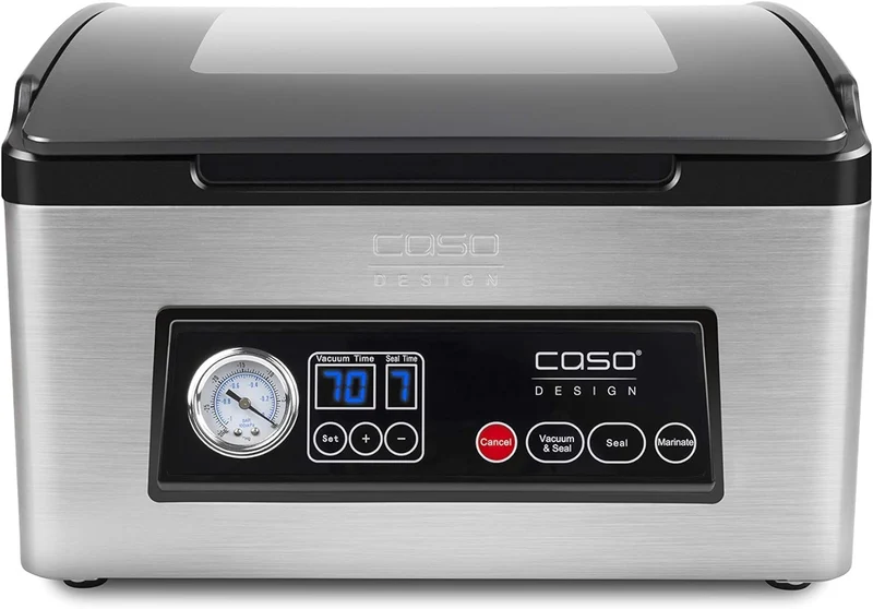 Caso 1418 VacuChef 70 - Kammervakuumierer aus Edelstahl, starke Vakuumpumpe 70 Liter/Minute & 1219 P