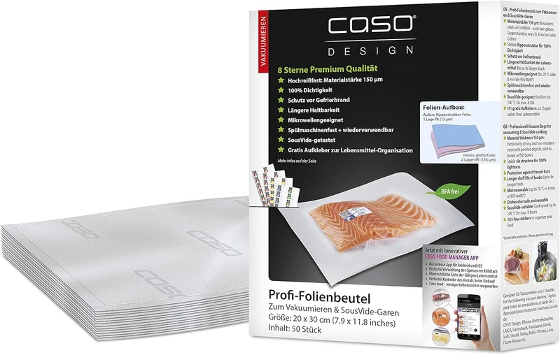 Caso 1418 VacuChef 70 - Kammervakuumierer aus Edelstahl, starke Vakuumpumpe 70 Liter/Minute & 1219 P