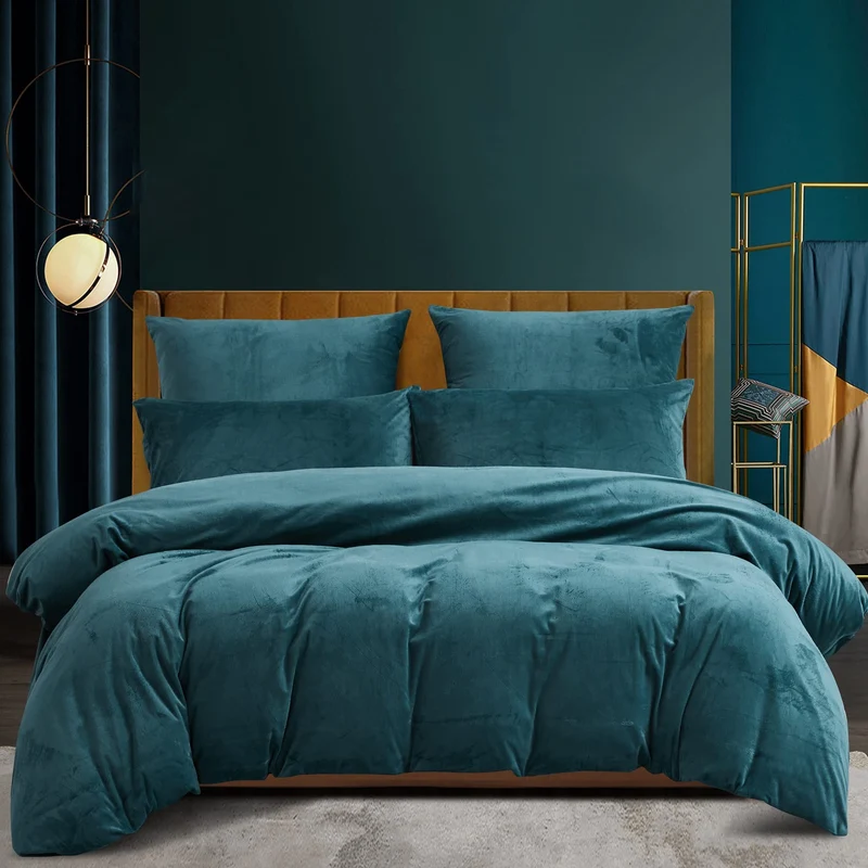 Luofanfei Warme Bettwäsche 200x220 Winter Petrol Blau Flauschig Warm Flanell Plüsch Winterbettwäsche