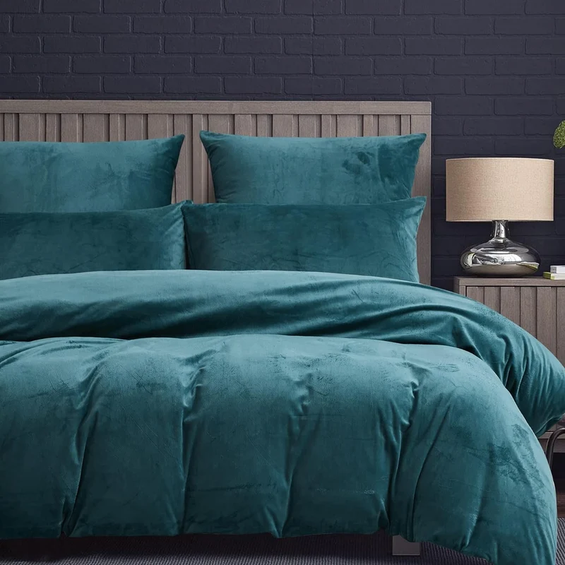 Luofanfei Warme Bettwäsche 200x220 Winter Petrol Blau Flauschig Warm Flanell Plüsch Winterbettwäsche