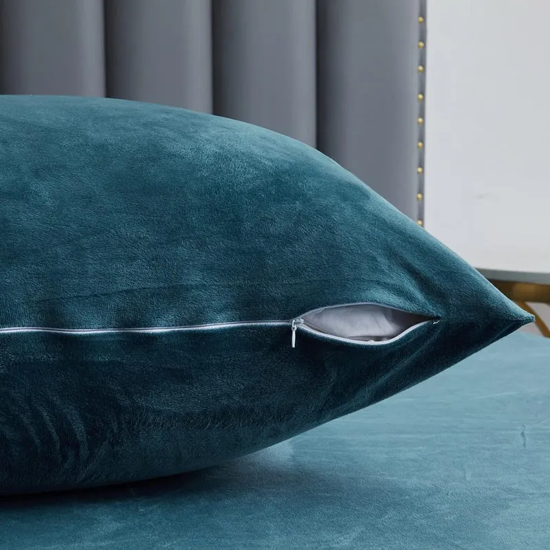 Luofanfei Warme Bettwäsche 200x220 Winter Petrol Blau Flauschig Warm Flanell Plüsch Winterbettwäsche