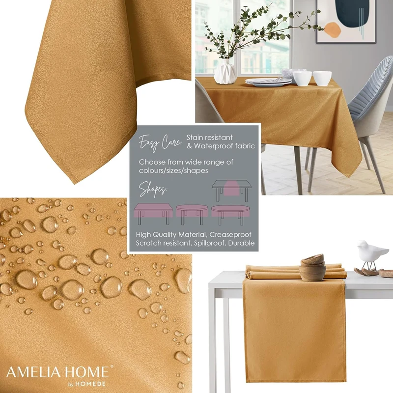 AmeliaHome Tischdecke 110x180 cm Tischtuch Tafeldecke Fleckschutz Lotuseffekt Abwaschbar Wasserabwei
