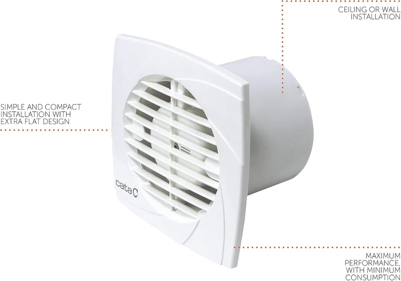 Cata B10 Plus-Badlüfter, 98 m³/h, 10 cm, 2500 U/min, Weiss