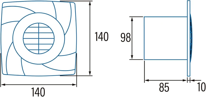 Cata B10 Plus-Badlüfter, 98 m³/h, 10 cm, 2500 U/min, Weiss
