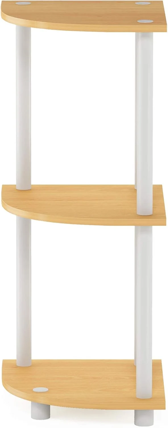 Furinno kompaktes Eck-Mehrzweck-Regal mit 3 Ebenen, Buche/Weiss, 29.46 x 29.46 x 75.18 cm Buche/Weis