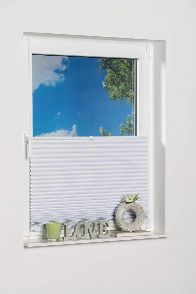 K-home Klemmfix-Plissee Palma Weiss 70 x 210 cm +++Verdunklung+++ 70 x 210 cm Weiss, 70 x 210 cm Wei
