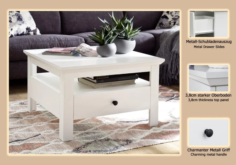 trendteam smart living - Couchtisch Wohnzimmertisch - Wohnzimmer - Universal- Aufbaumass (BxHxT) 70