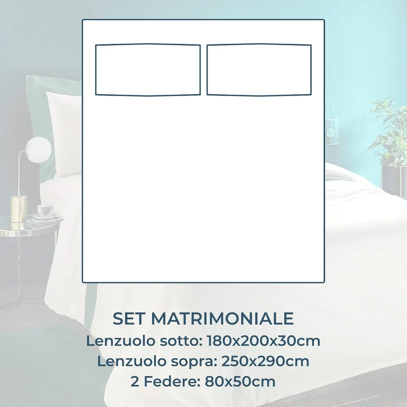 Lisola Bettwäsche-Set für Doppelbett, Baumwolle und Satin, 1 Bettlaken 250 x 290 cm + 1 Spannbettlak