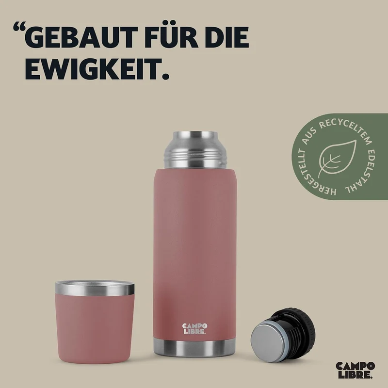 Campo Libre. Jaco® I Thermoskanne 1l & 750ml I Thermos mit Becher I Unsere Thermosflasche hält mind.